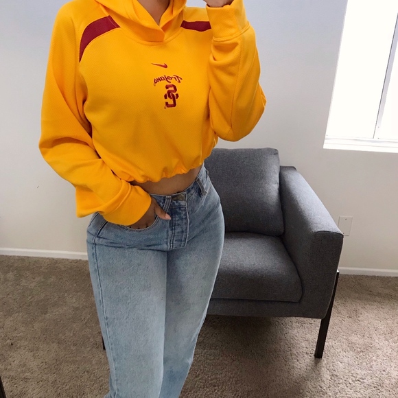 yellow nike crop hoodie